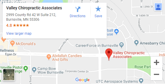 Map of Burnsville MN Chiropractors